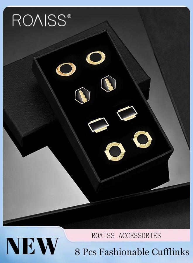 8 Pcs Men's Business Stylish Shirt and Suit Cufflinks Decoration Set Simple Shining Cufflinks Suitable for Men Daily Wear Enhancing Style and Elegance